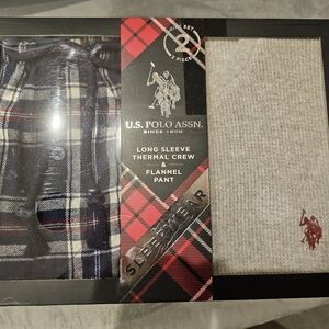 U.S. polo Assn. Long sleeve thermal crew & flannel pant /new size M